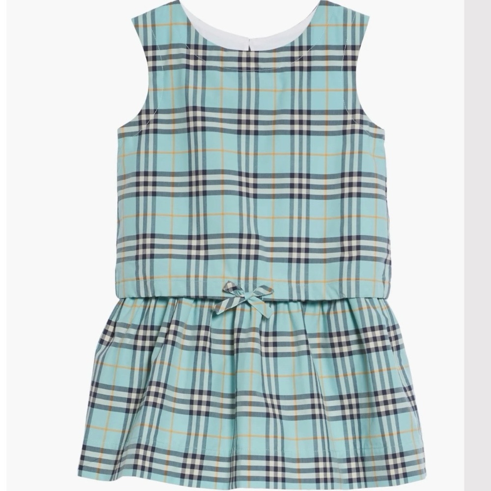 Burberry Blue Mabel Check Sleeveless Cotton Dress